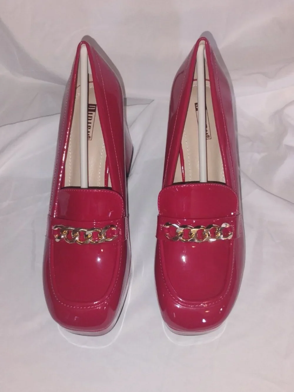 IDIFU IN4 Red Patent Platform Chunky Heel Loafers 9.5
